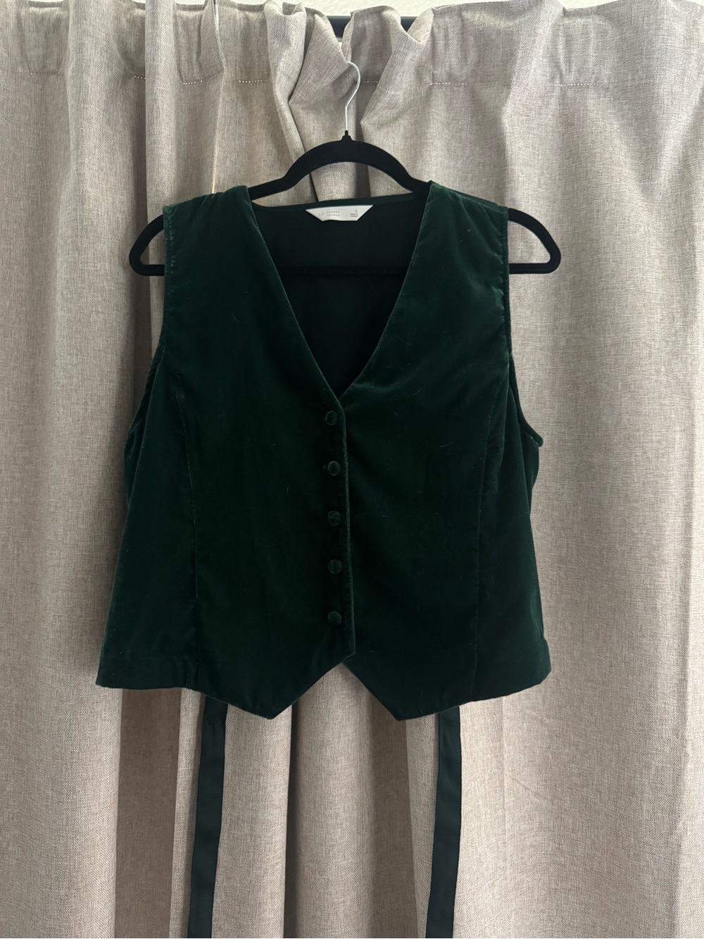 LC Lauren Conrad Dark Green Velvet Button Front Vest